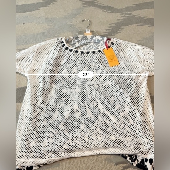 NWT Ruby Rd. black and white tank top with white net mesh over top - Picture 7 of 9